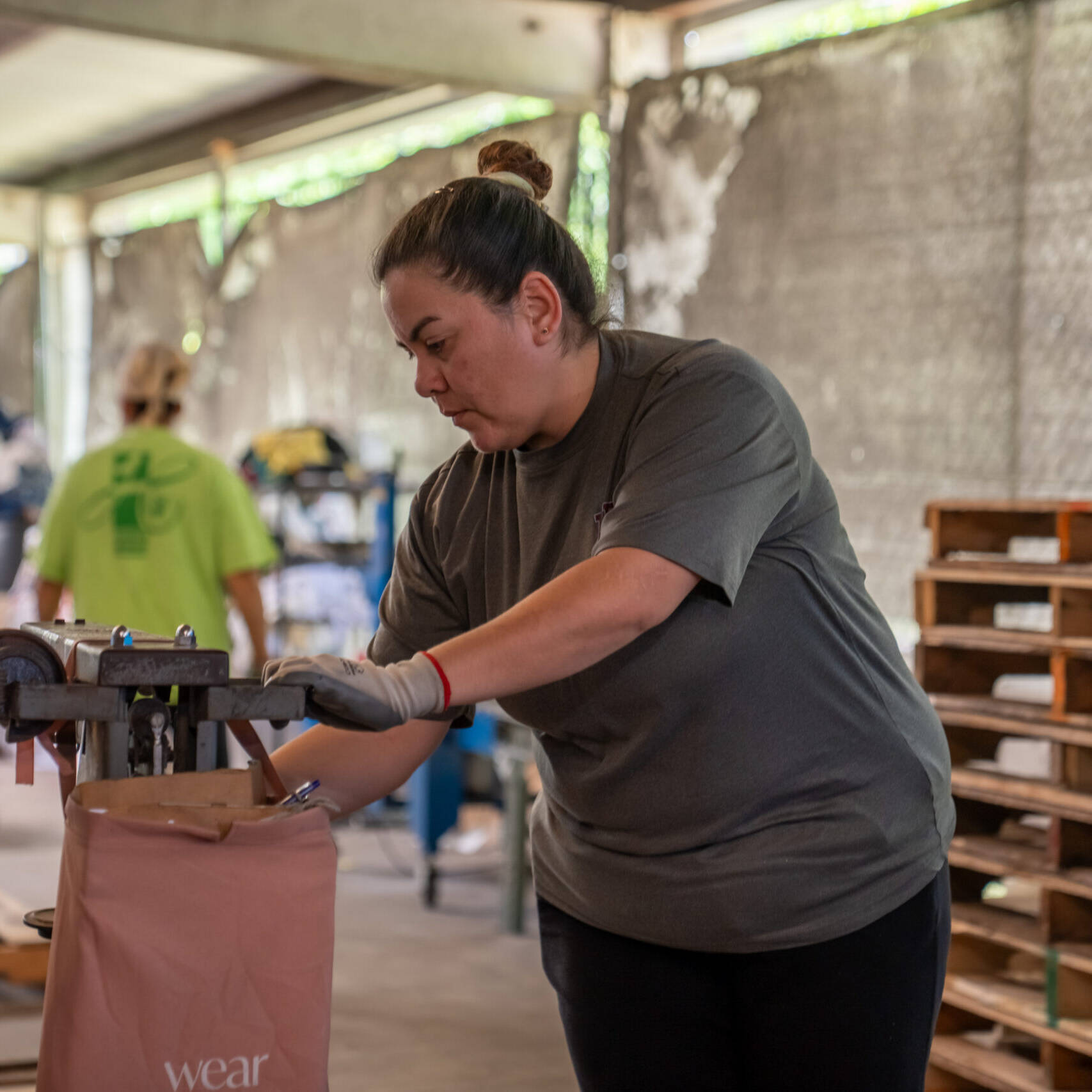 warehouse worker working on package